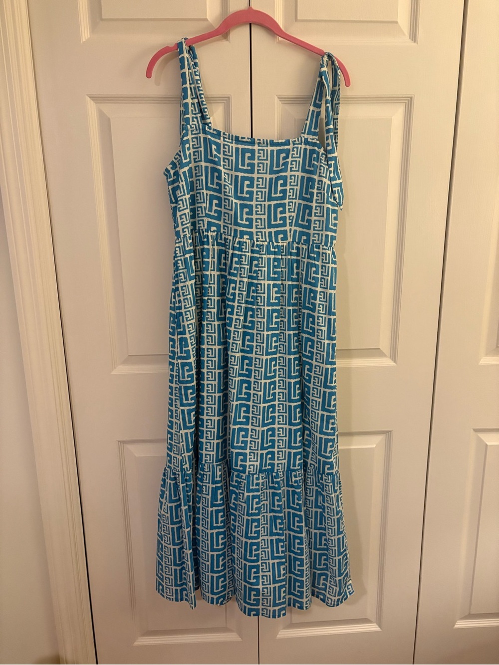 Olivia James Size M Sleeveless Blue Patterned Maxi Dress - Casual Summer Style
